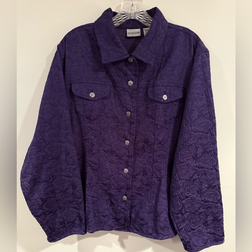 Chico's Deep Purple Embossed Jacket
